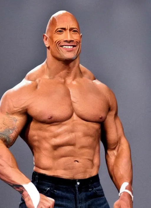 Prompt: thin and skinny Dwayne Johnson, real photo
