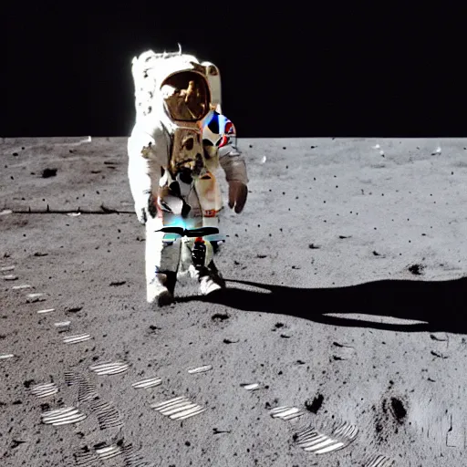 Prompt: an electric guitar on the moon. moon landing. detailed