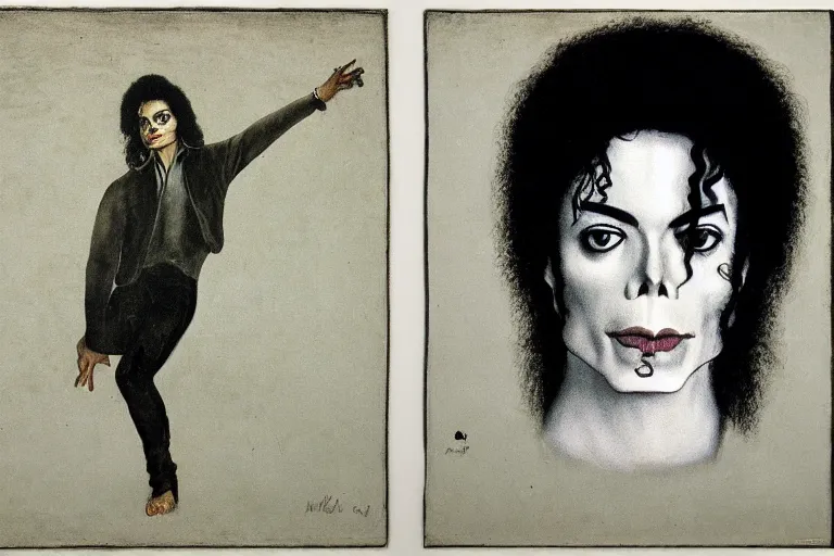 Prompt: michael jackson in the style of hans baldung,