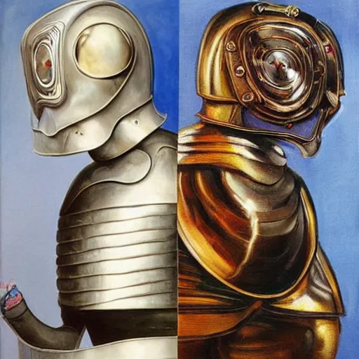 Image similar to mark hamill wearing a suit of armor, salvador dali painting