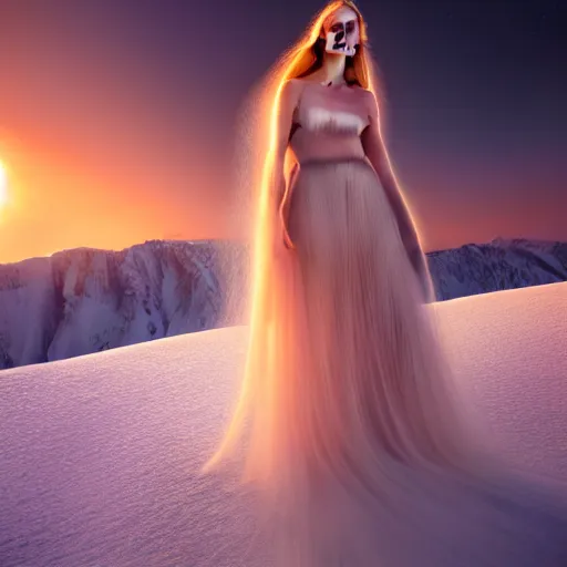 Image similar to photographic portrait of a stunningly beautiful ice princess female in soft dreamy light at sunset, contemporary fashion shoot, by edward robert hughes, annie leibovitz and steve mccurry, david lazar, jimmy nelsson, breathtaking, 8 k resolution, extremely detailed, beautiful, establishing shot, artistic, hyperrealistic, beautiful face, octane render