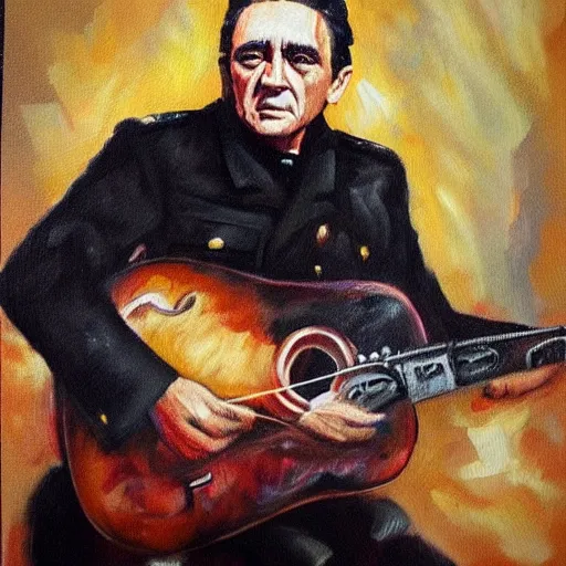 Image similar to “Oil painting of Johnny Cash as a World War 1 general, 4k”