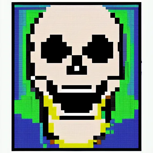 Prompt: pixel art laughing skull