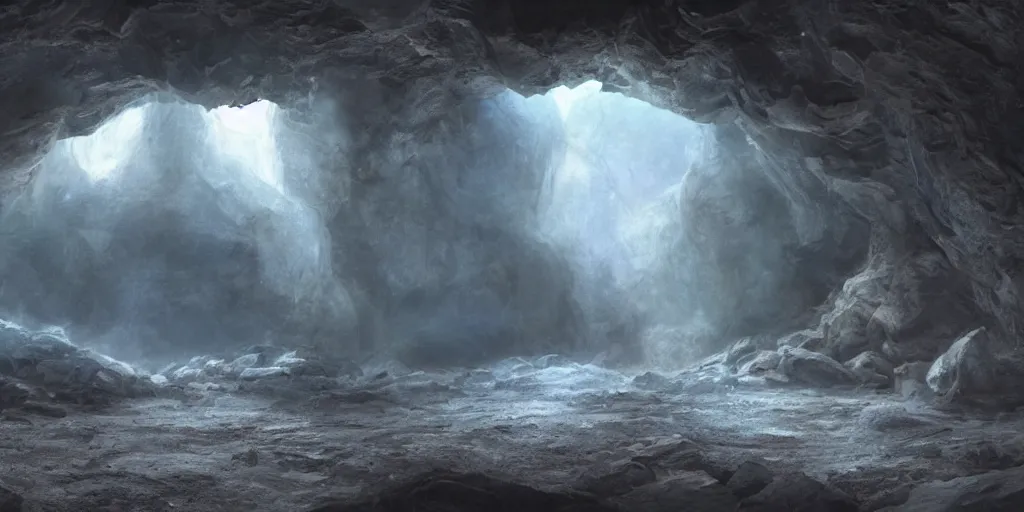 Image similar to beautiful matte painting of the inside of a cave