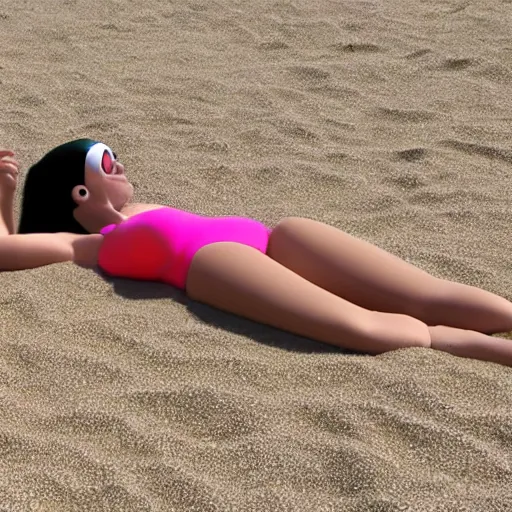 Image similar to elastic girl tanning on a beach 4k