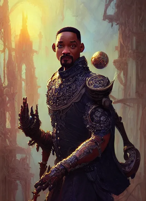 Image similar to will smith as oscar diggs, intricate, d & d, fantasy, art nouveau, digital painting, trending on artstation, sharp focus, illustration, global illumination, ray tracing, art by artgerm and greg rutkowski and ruan jia