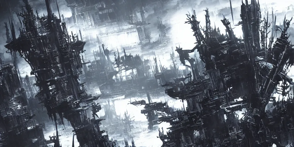 Prompt: grimdark tsutomu nihei blame necromunda architecture, unreal engine, 8 k, ultra realistic, ultra detail