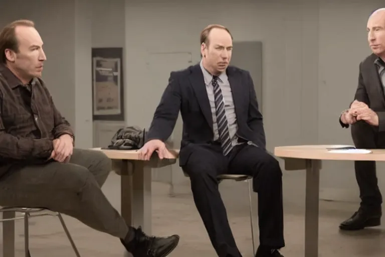 Image similar to Movie still of Bob Odenkirk playing Alex Jones on his show, cinematic lighting