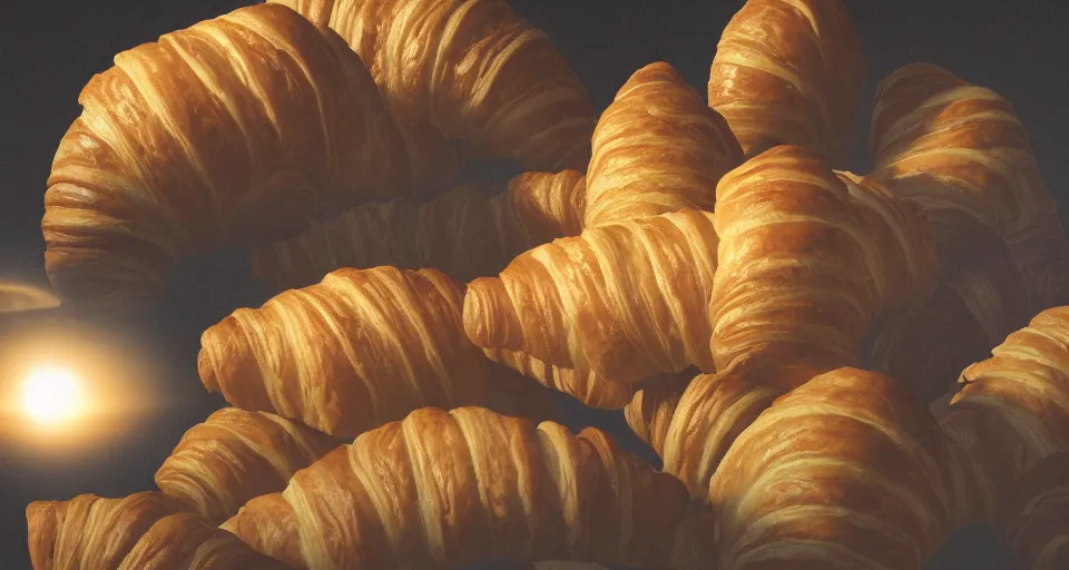 Image similar to croissants croissants croissants croissants leading the french revolution, dramatic lighting, concept art, trending on artstation, 8 k