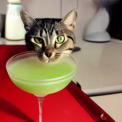 Prompt: cat in blender cocktail