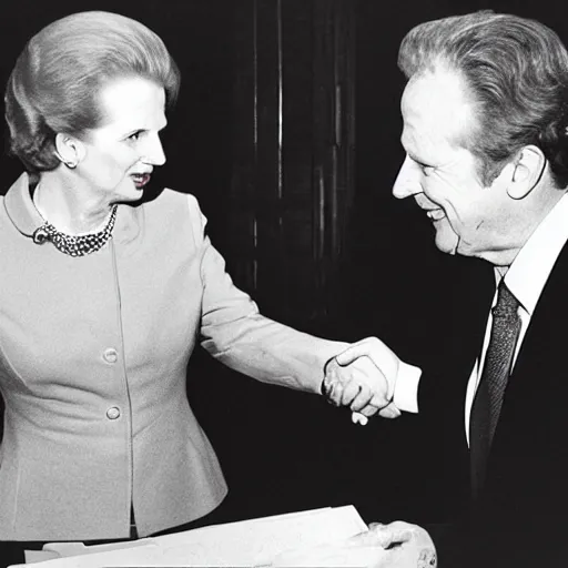 Image similar to margaret thatcher meeting satan