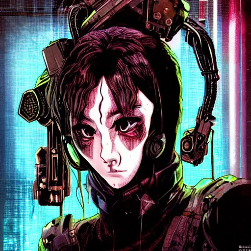 Image similar to android, killer - girl, high detail of the face, 1 / 8 katsuya terada, style of cyberpunk, night, city,