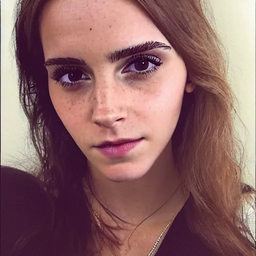 Prompt: a woman who is a combination of emma watson and kim kardashian, close up