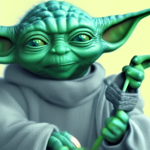 Image similar to Yoda eating blue cookies, hyperdetailed, artstation, cgsociety, 8k