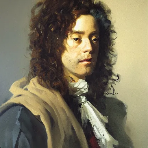 Image similar to oil painting portrait by hyacinthe rigaud, (Greg rutkowski)