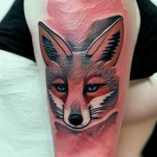 Image similar to A tattoo of an icon of a fox, shoulder, abstract