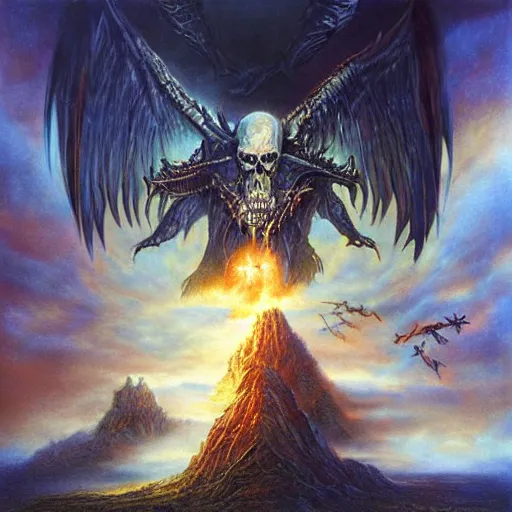 Prompt: Now I have become Death, the destroyer of worlds, artwork by artgerm, stairway to Heaven, art by Bob Eggleton