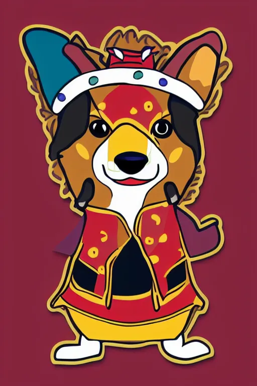 Image similar to Portrait of a corgi as a Mexican wrestler in a mask, sticker, colorful, illustration, highly detailed, simple, smooth and clean vector curves, no jagged lines, vector art, smooth