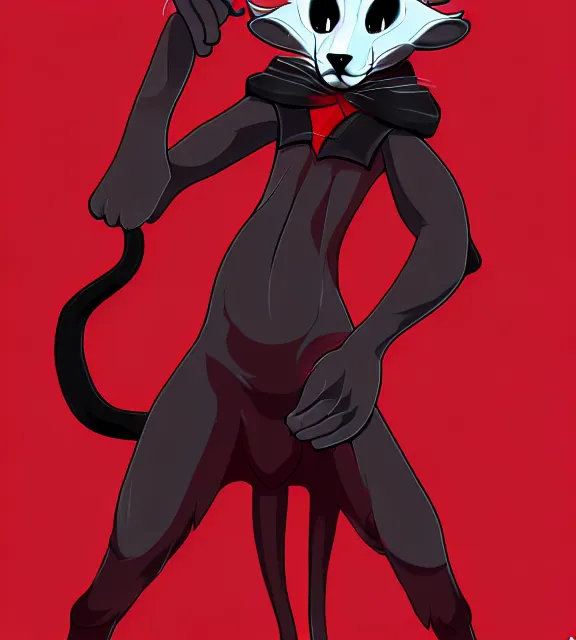 Image similar to furry - male - red - black - weasel - necromancer - fursona uhd ue 5 visual novel pc game expressions