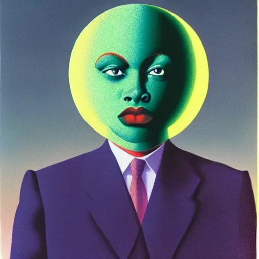 Prompt: afrofuturism hologram by magritte