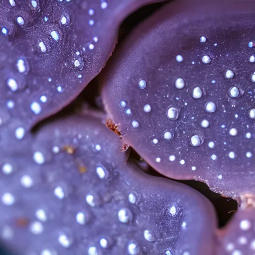 Image similar to Beautiful Macro Photo of undiscovered bioluminiscent Mushroom Species, Studio Lighting, detailed, 28mm Lens