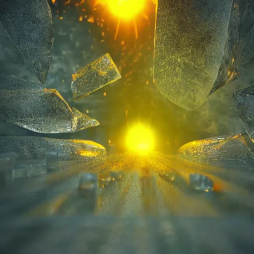 Image similar to ice on fire in cyperpunk style, high detail, lens flares
