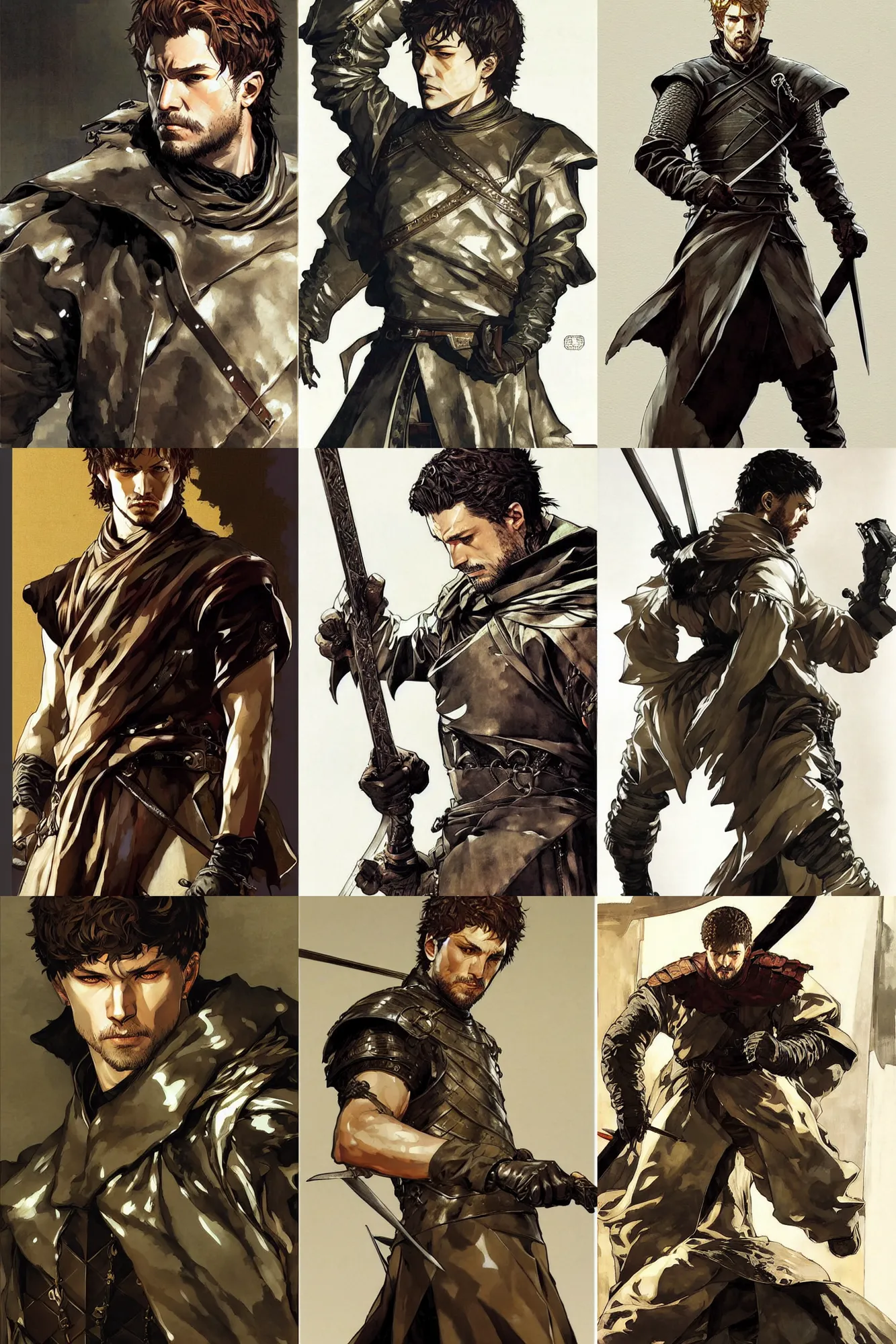 Prompt: attractive male, game of thrones, painting by j. c. leyendecker, yoji shinkawa, katayama bokuyo