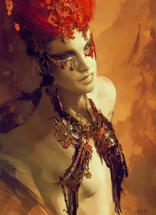 Image similar to amazon queen, intricate, elegant, highly detailed, vivid colors, john park, frazetta, sparth, ruan jia, jeffrey catherine jones