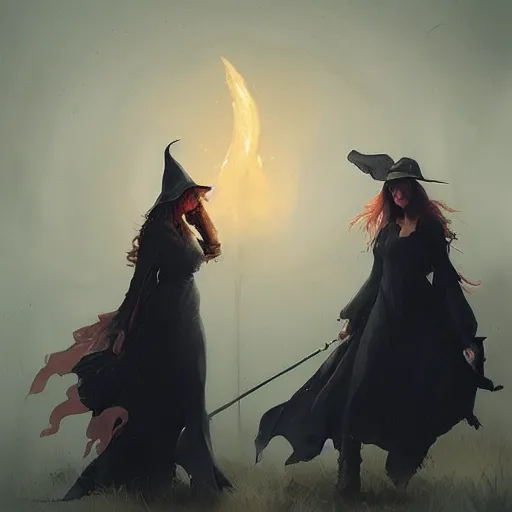 Image similar to a beautiful painting of witches reunion by greg rutkowski and zoe mozert trending on artstation