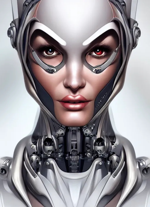 Image similar to portrait of a cyborg woman by Artgerm, biomechanical, hyper detailled, trending on artstation