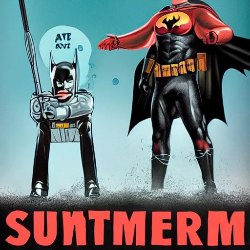 Image similar to summer blockbuster movie poster batman vs the state of indiana
