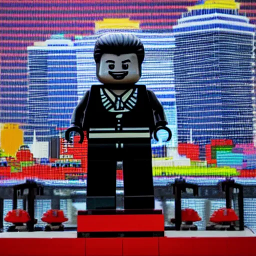 Prompt: a xi jinping lego statue, in the style of synthwave, auoroacore, power,