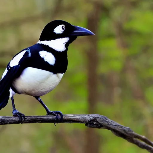Prompt: Magpie resting on a tree branch, auroracore, medium shot.