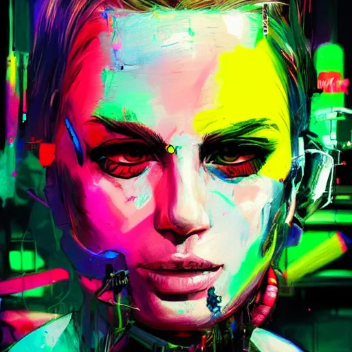 Image similar to splashes of neon, punk portrait made out of paint, trending on artstation, epic composition, emotional, beautiful, rendered in octane, highly detailed, realistic, comic book art