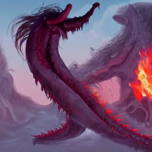 Image similar to Ariana Grande flowing hair, bikini in hell. gore, giant demon crawling out of her stomach, trending on ArtStation, Digital Art