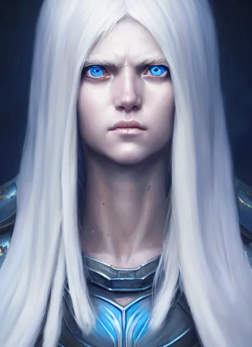 Image similar to a fantasy style portrait painting of shy white female paladin scarred left eye with blonde hair and blue eyes, holy oil painting unreal 5 daz. rpg portrait extremely detailed artgerm greg rutkowski _ greg