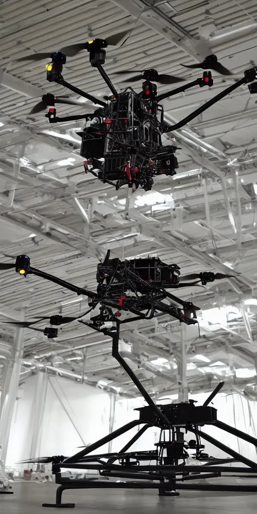 Image similar to a mechanical highly detailed drone big enough to live inside hovering