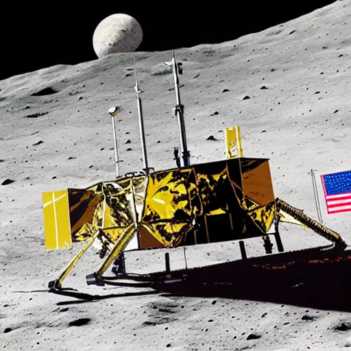 Image similar to concept art of the moon landing