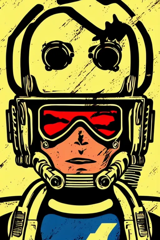 Image similar to fallout 7 6 retro futurist illustration art by butcher billy, sticker, colorful, illustration, highly detailed, simple, smooth and clean vector curves, no jagged lines, vector art, smooth andy warhol style