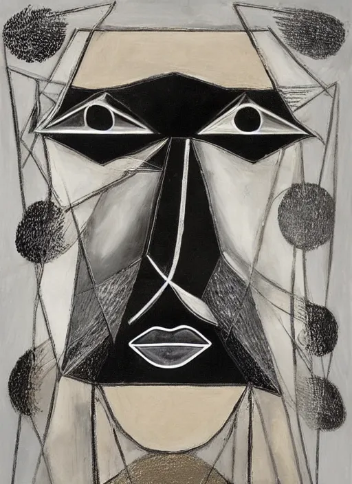 Prompt: black gold silver, crow portrait!!!!!, symmetrical, award - winning painting, abstract, gold and silver shapes, rectangles, geometry, elegant, luxurious, beautiful, pitch black background, picasso and dali