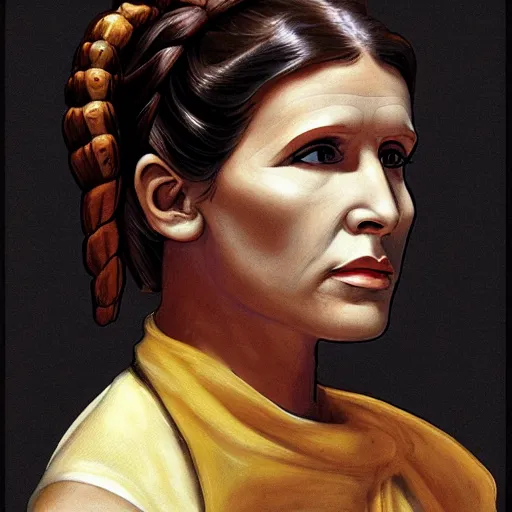 Image similar to leia from star wars painted by michelangelo