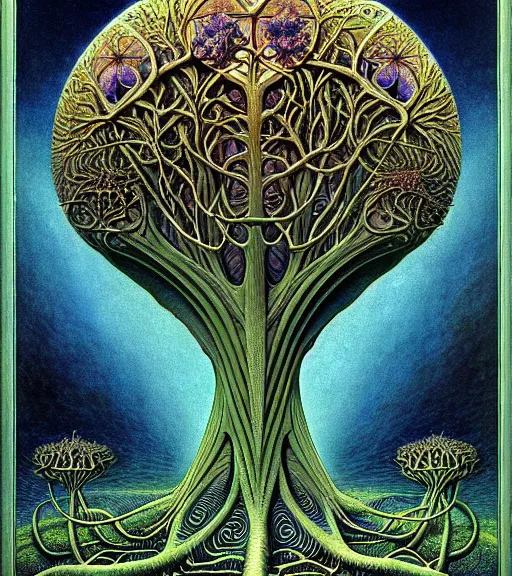 Image similar to tree of life by roger dean and andrew ferez, art forms of nature by ernst haeckel, divine chaos engine, symbolist, visionary, art nouveau, botanical fractal structures, organic, detailed, realistic, surreality