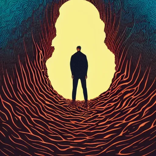 Image similar to a man standing in front of a giant wave, poster art by Jeffrey Smith, behance contest winner, pop surrealism, concert poster, poster art, movie poster