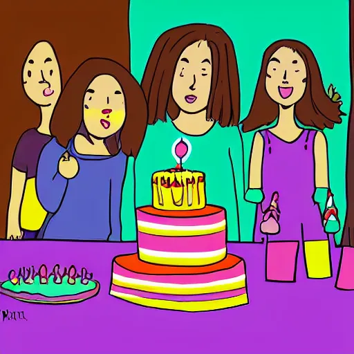 Prompt: the absolute despair of a birthday party, digital art painting