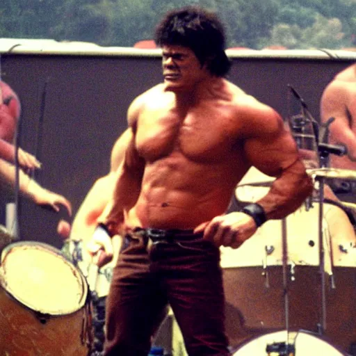 Image similar to hulk performing at woodstock