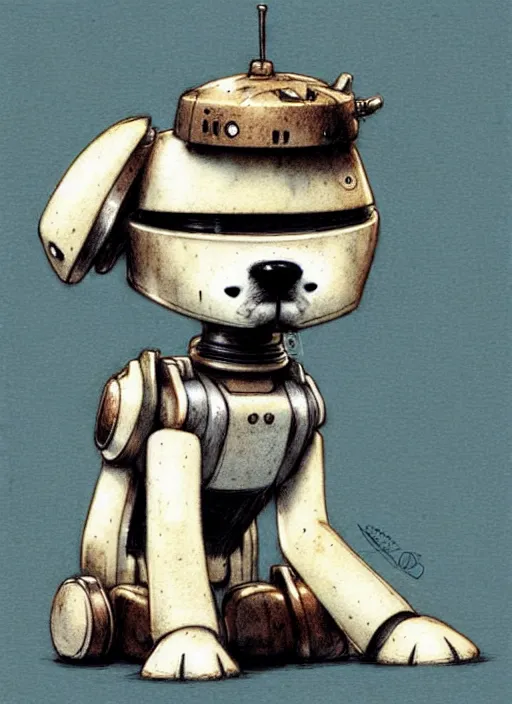 Image similar to cute dog robot, muted colors, by jean - baptiste monge