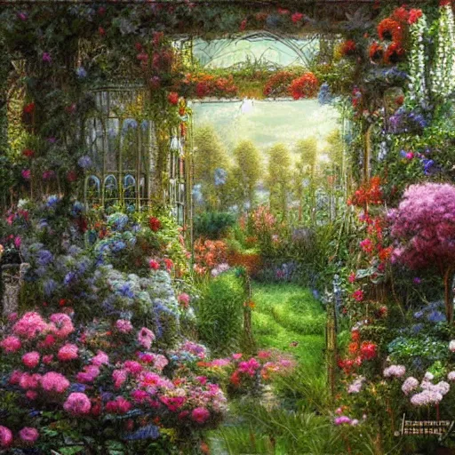 Prompt: the enchanted garden by James Gurney