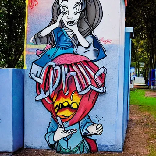 Prompt: : alice and wonderland graffiti