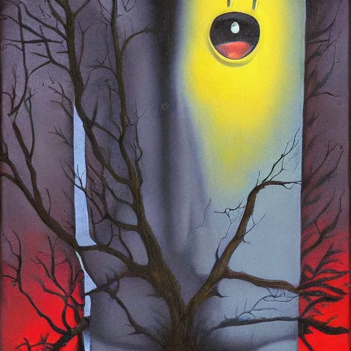 Prompt: surrealism painting of a clown by the blair witch project | horror themed | creepy