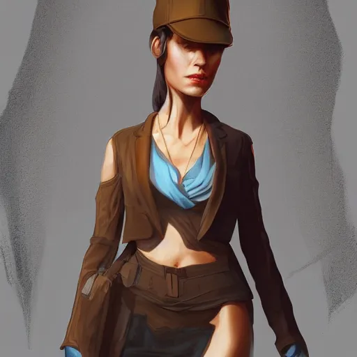 Prompt: a woman wearing a stylish outfit, highly detailed, digital painting, artstation, concept art, smooth, sharp focus, illustration